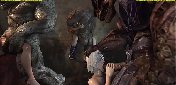  3D Monster Orgy Momiji Kasumi Tina Armstrong fucked hardcore by 3D Monsters